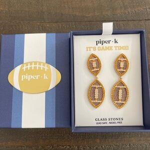 Piper K Gold and Brown Football 🏈 Bling Earrings NEW “It’s Game Time”
